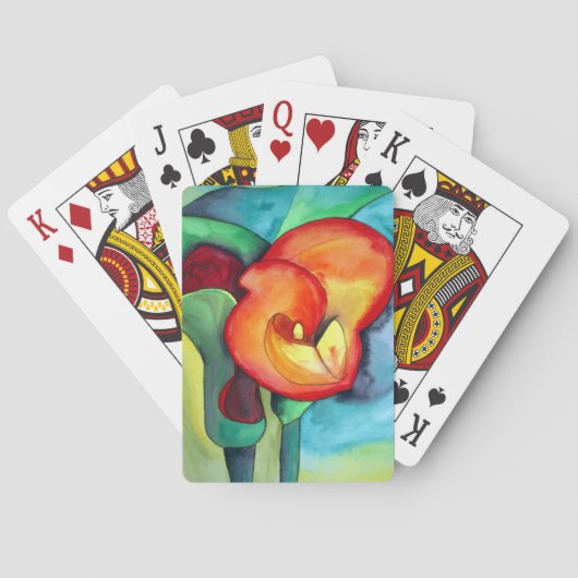 オレンジカンナリリー花オリジナル水彩アート トランプ (裏面)