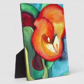 オレンジカンナリリー花オリジナル水彩アート フォトプラーク (側面)