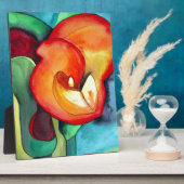 オレンジカンナリリー花オリジナル水彩アート フォトプラーク (側面)