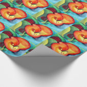 オレンジカンナリリー花オリジナル水彩アート ラッピングペーパー (角)