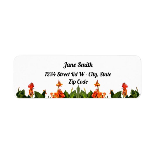 オレンジカンナリリー&葉差出人住所 ラベル (正面)