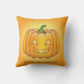 オレンジカートーンカボチャ及びハッピーハローウィン文字 クッション (裏面)