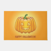 オレンジカートーンカボチャ及びハッピーハローウィン文字 ドアマット (正面)