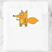 オレンジカートーンキツネ 長方形シール (バッグ)