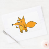オレンジカートーンキツネ 長方形シール (封筒)