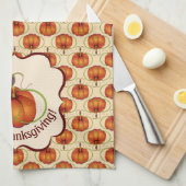オレンジカーブのカボチャ秋のパターン キッチンタオル (四つ折り)