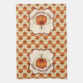 オレンジカーブのカボチャ秋のパターン キッチンタオル (縦)