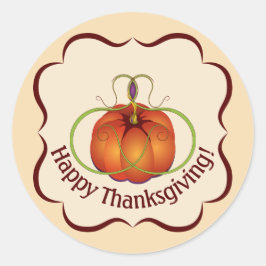 オレンジカーブのカボチャ秋 ラウンドシール