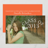 オレンジカーブタイポグラフィ卒業招待状 招待状 (正面/裏面)