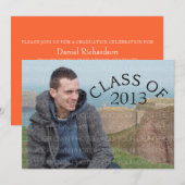 オレンジカーブタイポグラフィ卒業招待状 招待状 (正面/裏面)