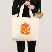 オレンジガネシャイラストレーション ラージトートバッグ (正面(商品))