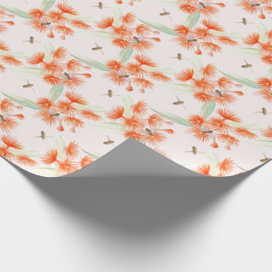 オレンジガムの木とミツバチの水の色のアートラップ ラッピングペーパー (角)