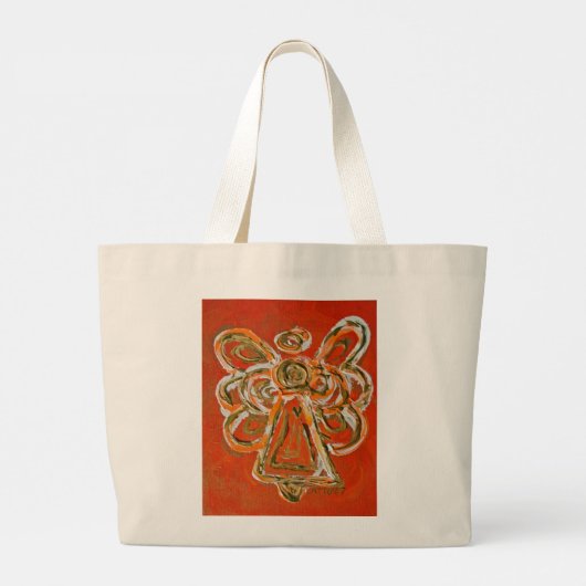 オレンジガーディアンエンジェルアートカスタムトートバッグ ラージトートバッグ (裏面)