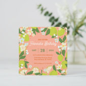 オレンジガーデンパーティー招待状 - 編集可能なデザイン 招待状 (スタンド正面)