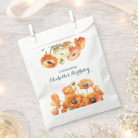 オレンジガーデンフローラバースデーパーティー フェイバーバッグ (クリップ留めされた状態)