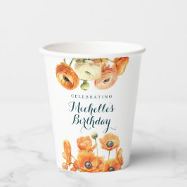 オレンジガーデン素朴フローラバースデーパーティーホワイト 紙コップ