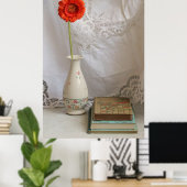 オレンジガーベラと本 ポスター (ホームオフィス)