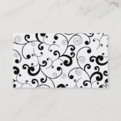 オレンジガーベラのデイジーの黒く及び白いスクロール 名刺 (裏面)