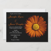 オレンジガーベラのデイジーの黒の結婚式招待状 招待状 (正面)