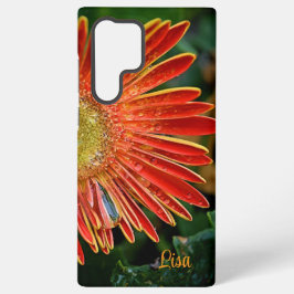 オレンジガーベラデイジーのサムスンカスタムケース SAMSUNG GALAXY S22 ULTRAケース