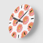 オレンジガーベラデイジー ラウンド壁時計 (傾斜)