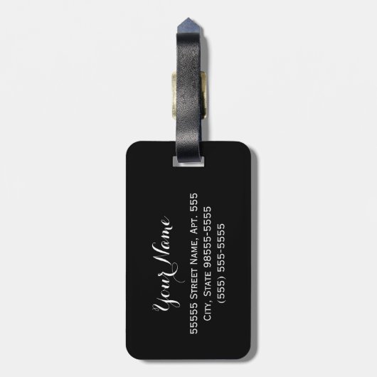 オレンジガーリーブラックジャガーの名前付きかわいいリボン ラゲッジタグ (裏面縦)