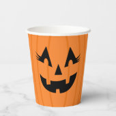 オレンジガーリー色のハロウィーンのカボチャのちょうちんとラッシュハロウィーン 紙コップ (裏面)