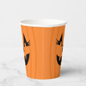 オレンジガーリー色のハロウィーンのカボチャのちょうちんとラッシュハロウィーン 紙コップ (右)