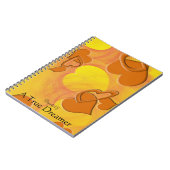 オレンジガーリー色の中空無地の浮動ハート図形 ノートブック (左側)