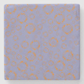 オレンジガーリー色の紫色の円の正方形のパターンめまい ストーンコースター (正面)