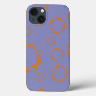 オレンジガーリー色の紫色の円の正方形のパターンめまい iPhone 13ケース