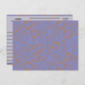 オレンジガーリー色の青い円の正方形パターンめまいアート ポストカード (正面/裏面)