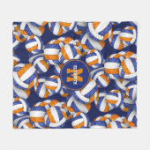 オレンジガーリー色バレーボールチームの色 フリースブランケット (正面(横))