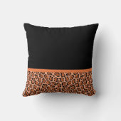 オレンジガーリー色ブラックジャガーかわいいリボン名付き クッション (裏面)