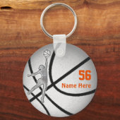 オレンジガールパーソナライズされたズ、バスケットボールパーティーの好意 キーホルダー (正面)