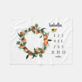 オレンジガールマイルストーンブランケット、オレンジ月次バブ フリースブランケット (正面(横))