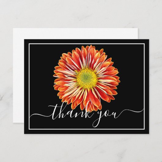 オレンジキク黒背景ありがとう ポストカード (正面/裏面)