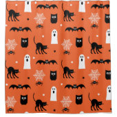 オレンジキッズハロウィーンプリントシャワーカーテン シャワーカーテン (正面)