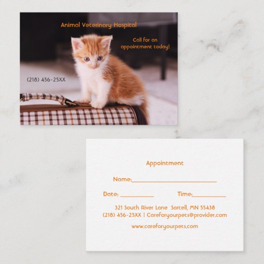 オレンジキッテンペットケアアポイントメント 名刺 (正面/裏面)