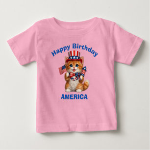 オレンジキッテン (1点) 愛国心あふれる子供用Tシャツ ベビーTシャツ