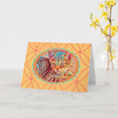 オレンジキットンヴィンテージスタイルノートカード カード (黄色い花)