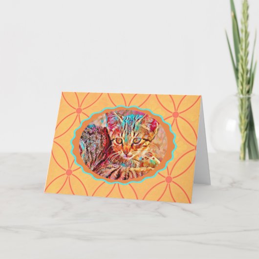 オレンジキットンヴィンテージスタイルノートカード カード (正面)