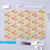 オレンジキツネと赤いハートと緑のリース 薄葉紙 (クラフト)