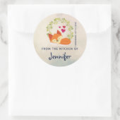 オレンジキツネと赤いハートキッチンベーキング ラウンドシール (バッグ)