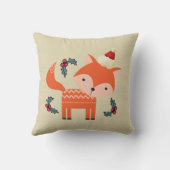 オレンジキツネインサンタハットかわいいお洒落クリスマス クッション (裏面)