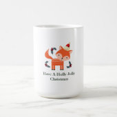 オレンジキツネインサンタハットかわいいお洒落クリスマス コーヒーマグカップ (中央)