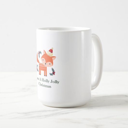 オレンジキツネインサンタハットかわいいお洒落クリスマス コーヒーマグカップ (正面右)