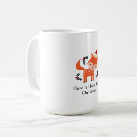 オレンジキツネインサンタハットかわいいお洒落クリスマス コーヒーマグカップ (正面左)