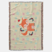 オレンジキツネインサンタハットかわいいお洒落クリスマス スローブランケット (正面縦)