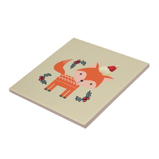 オレンジキツネインサンタハットかわいいお洒落クリスマス タイル (側面)